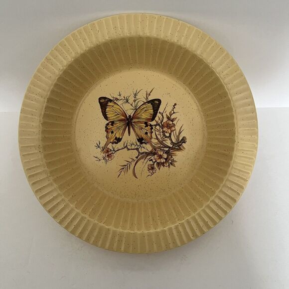 Vintage Treasure Craft Pottery 1970’s Butterfly 11” Round Baking Dish - Picture 1 of 7
